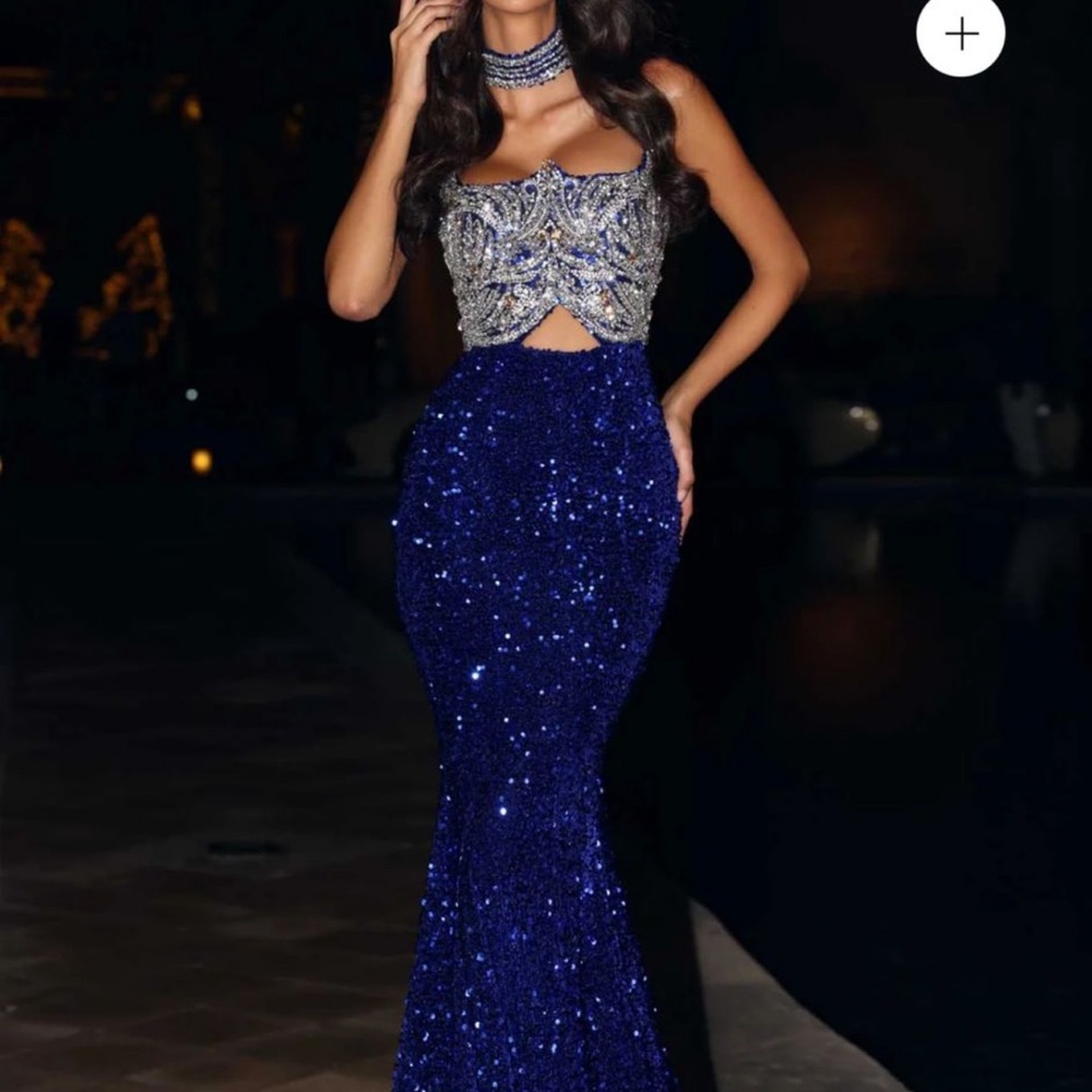Portia and Scarlett Royal Blue Sequin Gown